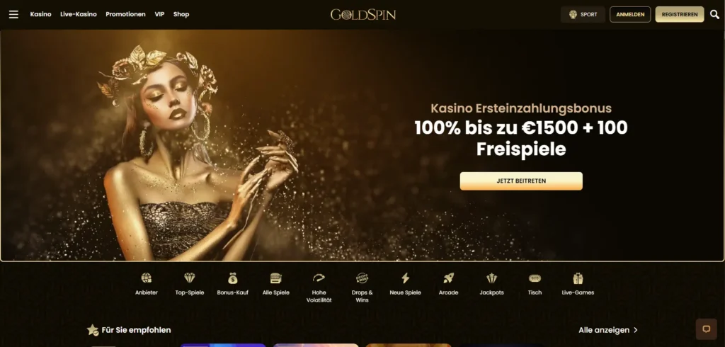 Goldspin-Hauptseite
